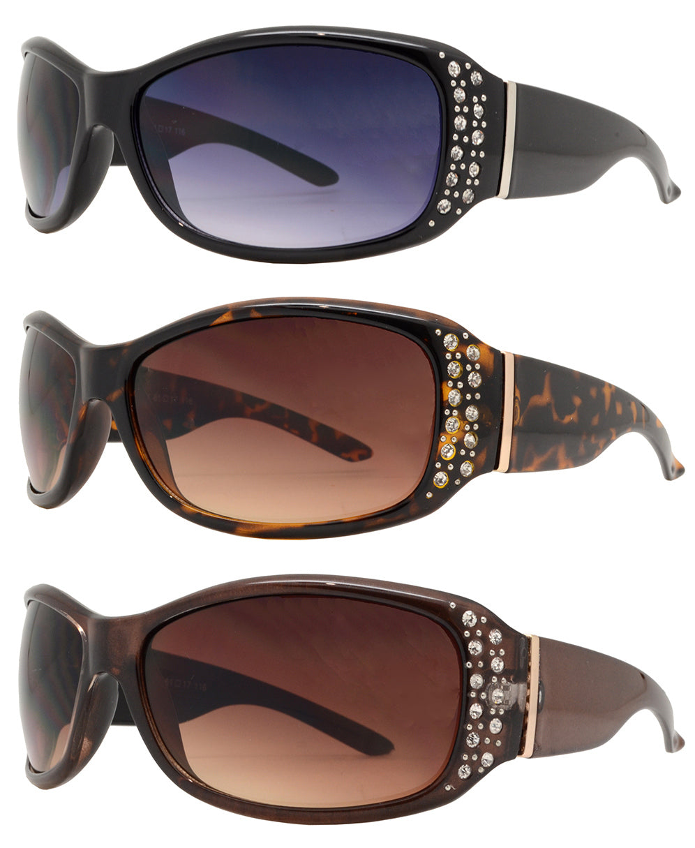 DS-7808 BX - Lentes de sol rectangulares para mujer con varillas decoradas con pedrería