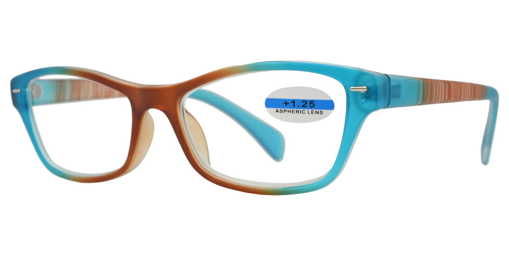 DS-RS 1124 - Lentes de lectura Cat Eye Horn Rimmed de plástico en dos tonos