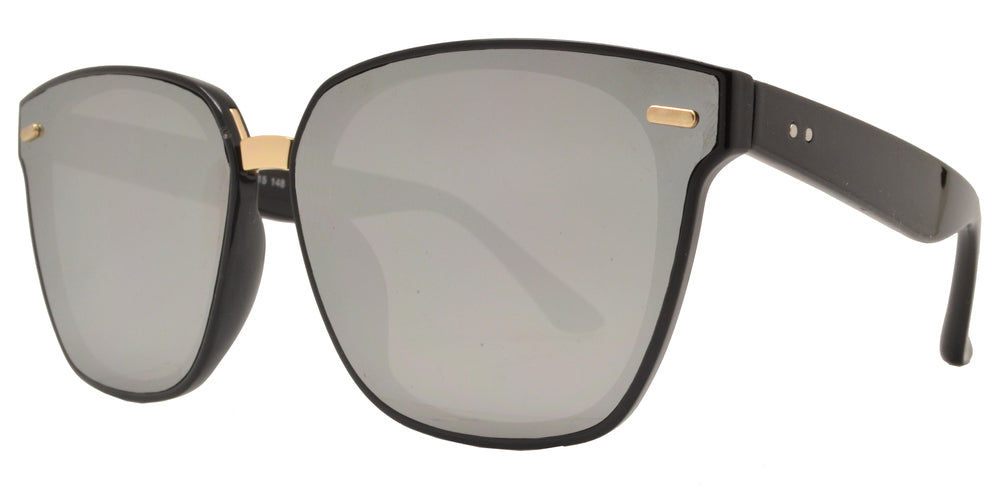 DS-7963 - Lentes cuadrados Horn Rimmed con puente metálico y mica plana