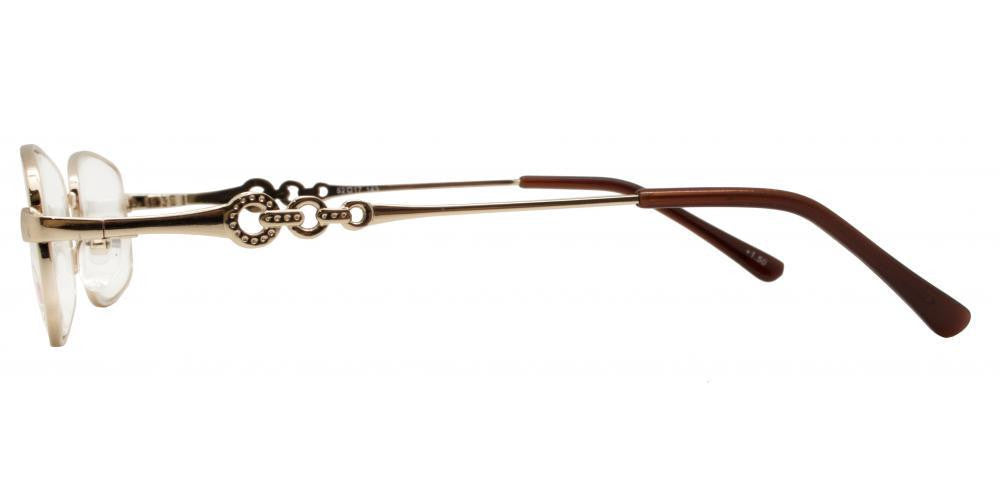 DS-RS 1203 - Lentes de lectura metálicos ovalados con detalle de cadena en varillas