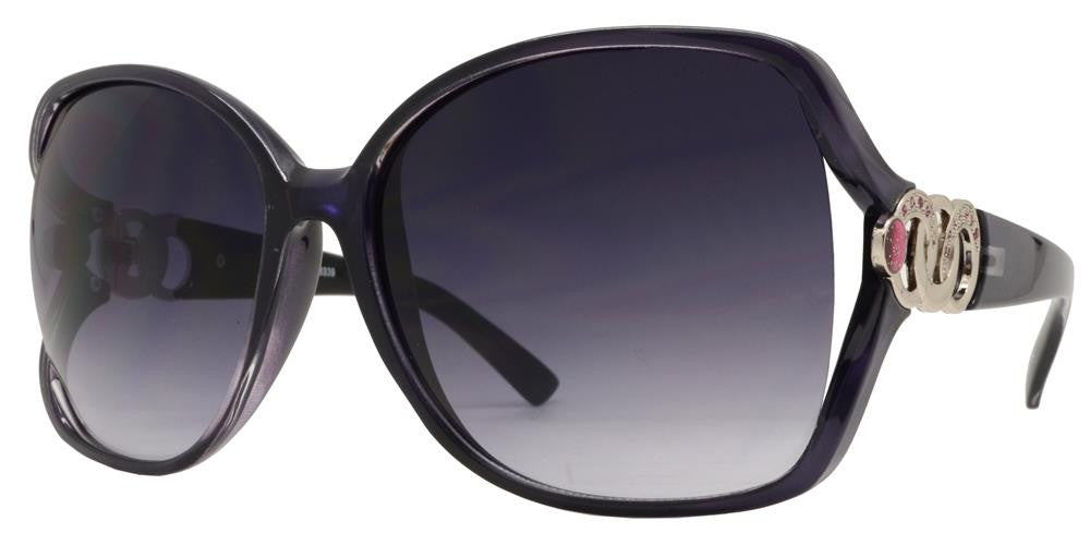DS-8339 - Lentes fashion grandes para mujer con varillas decoradas con anillos