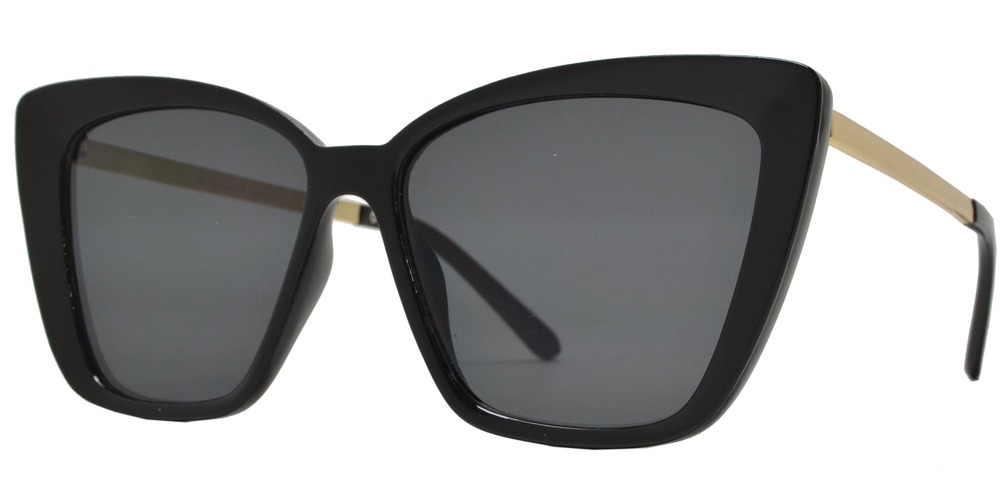 DS-8010 - Lentes Cat Eye cuadrados de plástico con varillas metálicas y diseño audaz