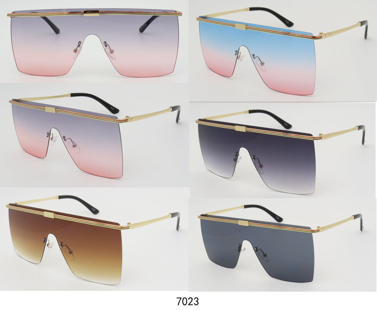 DS-7023 - Lentes sin montura metálicos de una sola pieza estilo Flat Top