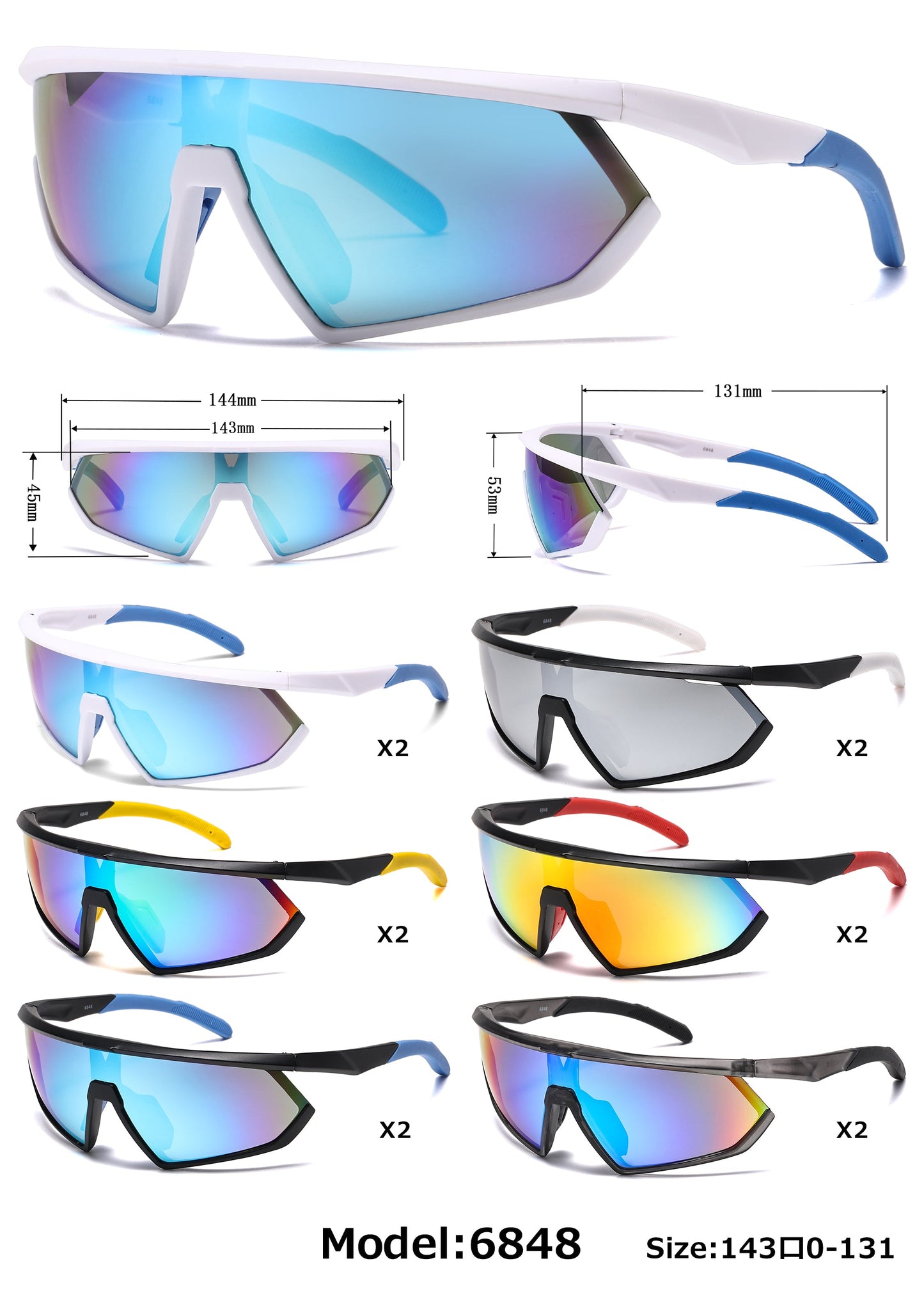 DS-6848 - Lentes tipo escudo de una sola pieza con marco plástico