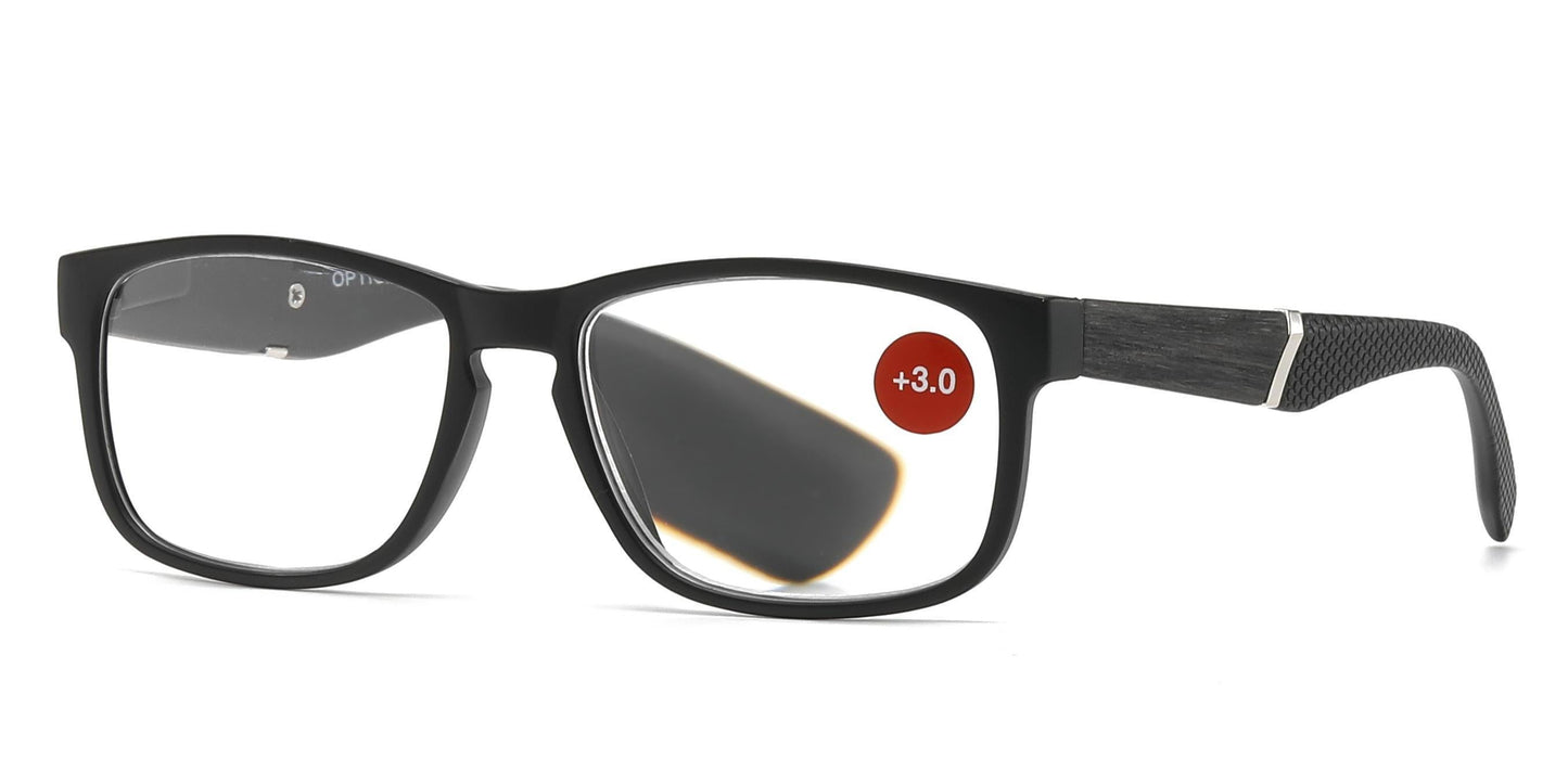 DS-RS 1208 - Lentes de lectura rectangulares en plástico con bisagras flexibles