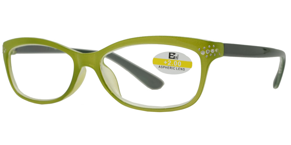 DS-RS 1121 - Lentes de lectura Cat Eye pequeños de plástico en dos tonos