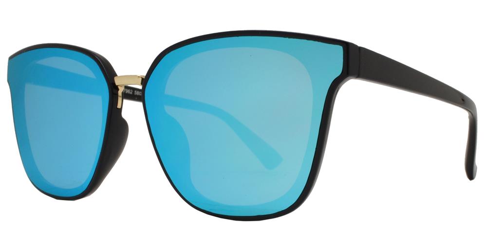 DS-7962 - Lentes cuadrados Horn Rimmed con puente metálico y mica plana