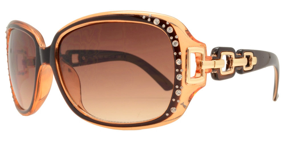 DS-7521 BX - Lentes cuadrados con marco transparente, pedrería y detalles en cadena