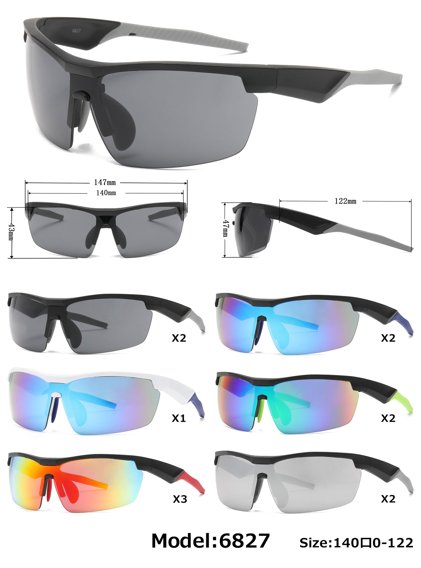 DS-6827 - Lentes deportivos semi sin montura con lente continua