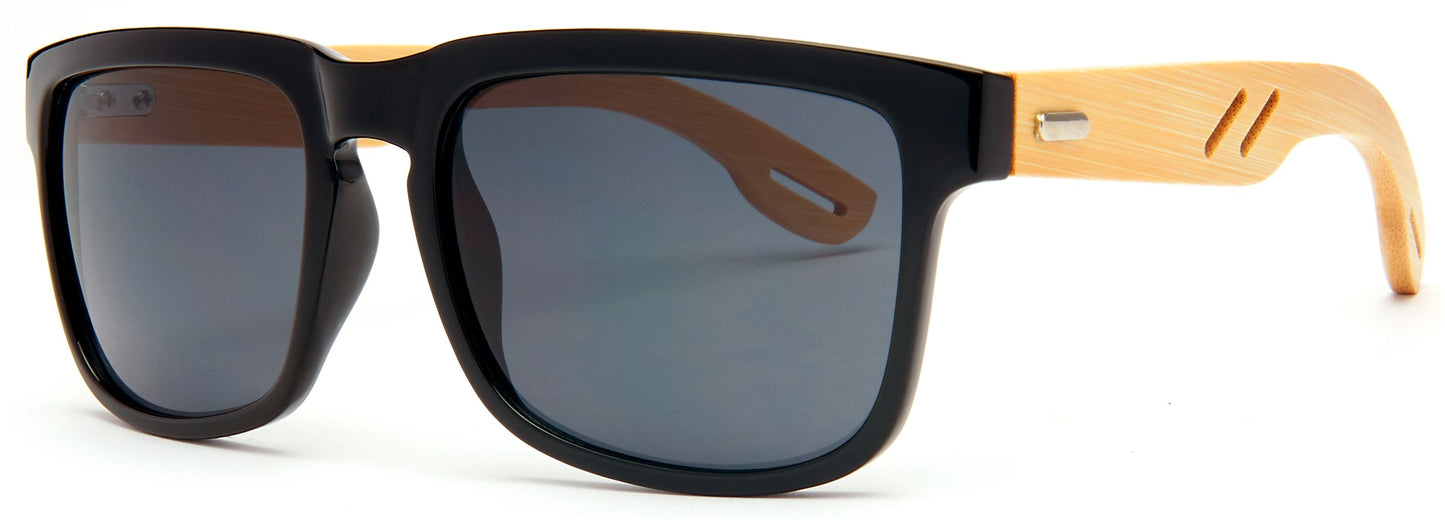 DS-8020 Bamboo - Lentes de sol rectangulares con diseño ecológico y marco de bambú