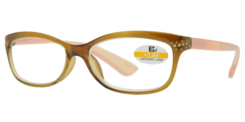 DS-RS 1121 - Lentes de lectura Cat Eye pequeños de plástico en dos tonos