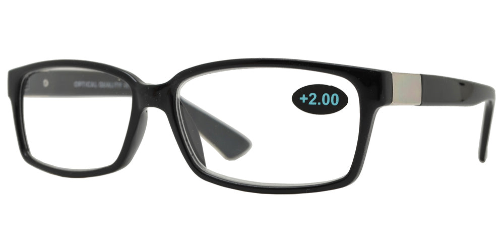 DS-RS 1113 - Lentes de lectura rectangulares clásicos Horn Rimmed en plástico