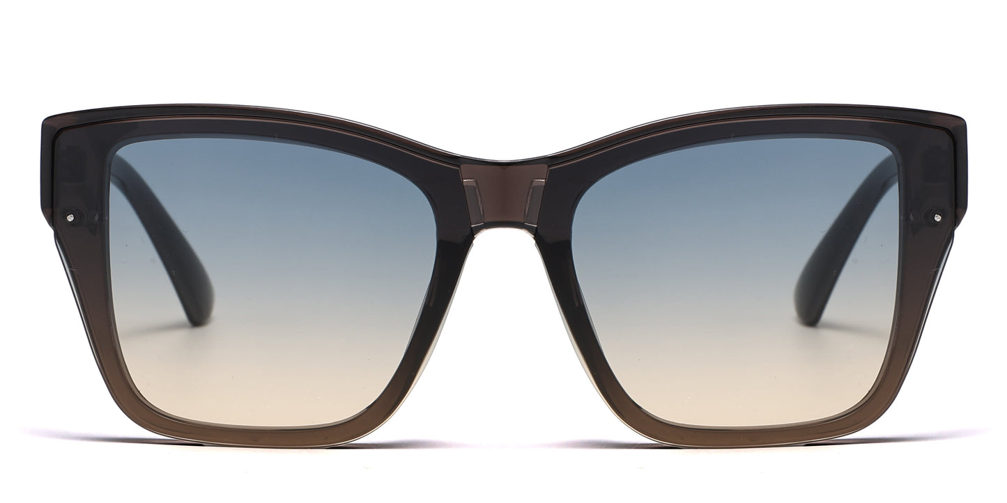 DS-2698 - Lentes estilo Cat Eye cuadrados con mica espejo y armazón plástico