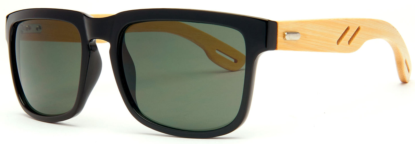 DS-8020 Bamboo - Lentes de sol rectangulares con diseño ecológico y marco de bambú