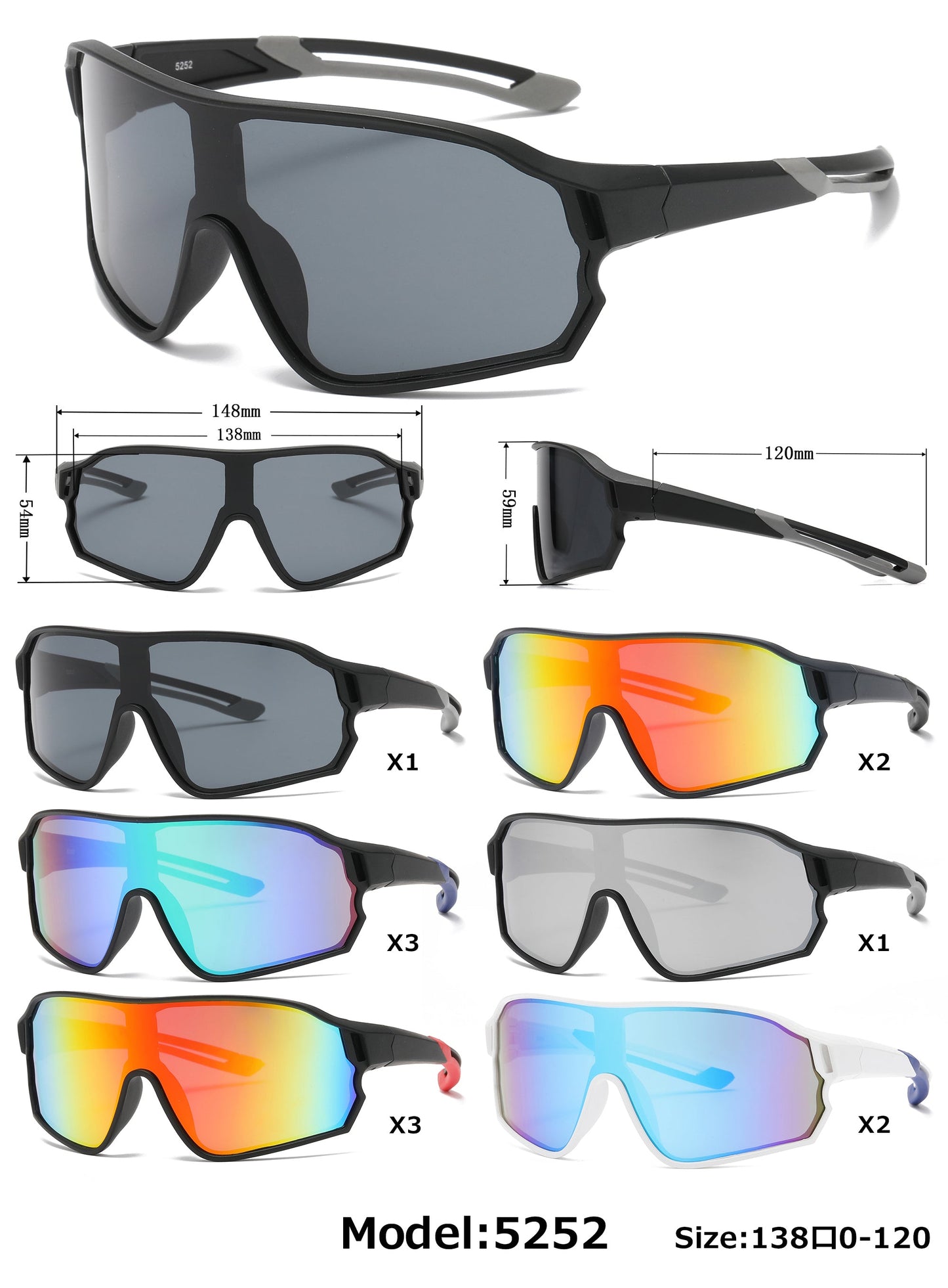 DS-5252 - Lentes deportivos de una sola pieza con diseño aerodinámico en plástico