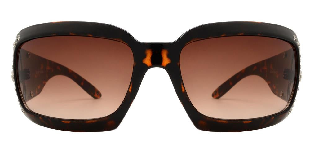 DS-7649 - Lentes rectangulares gruesos con pedrería y detalles decorativos
