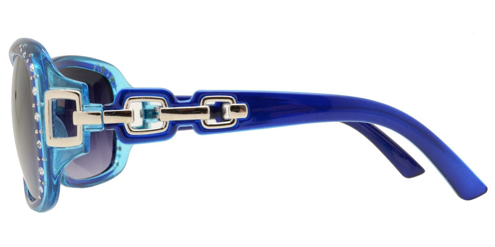 DS-7521 BX - Lentes cuadrados con marco transparente, pedrería y detalles en cadena