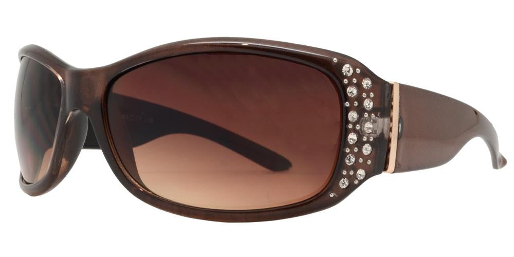DS-7808 BX - Lentes de sol rectangulares para mujer con varillas decoradas con pedrería
