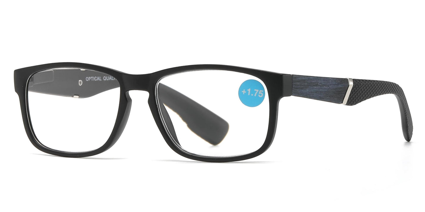 DS-RS 1208 - Lentes de lectura rectangulares en plástico con bisagras flexibles