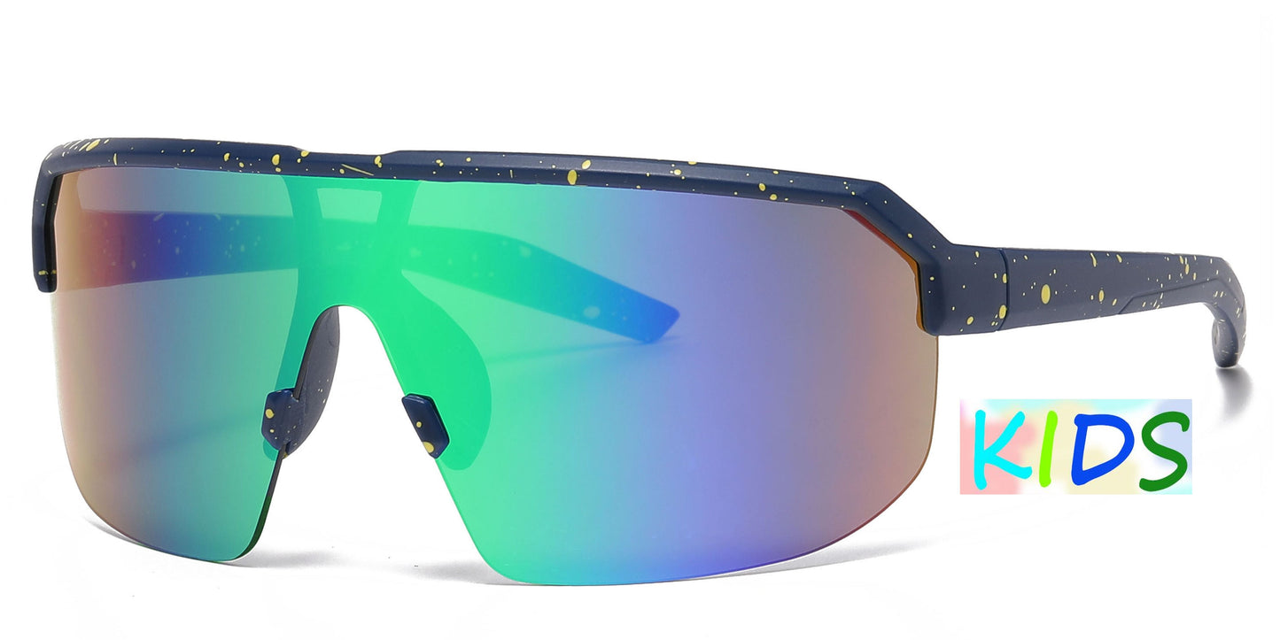 DS-4909 - Lentes deportivos para niños de media montura con lente tipo escudo y mica espejo