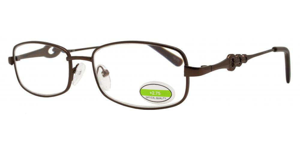 DS-RS 1203 - Lentes de lectura metálicos ovalados con detalle de cadena en varillas