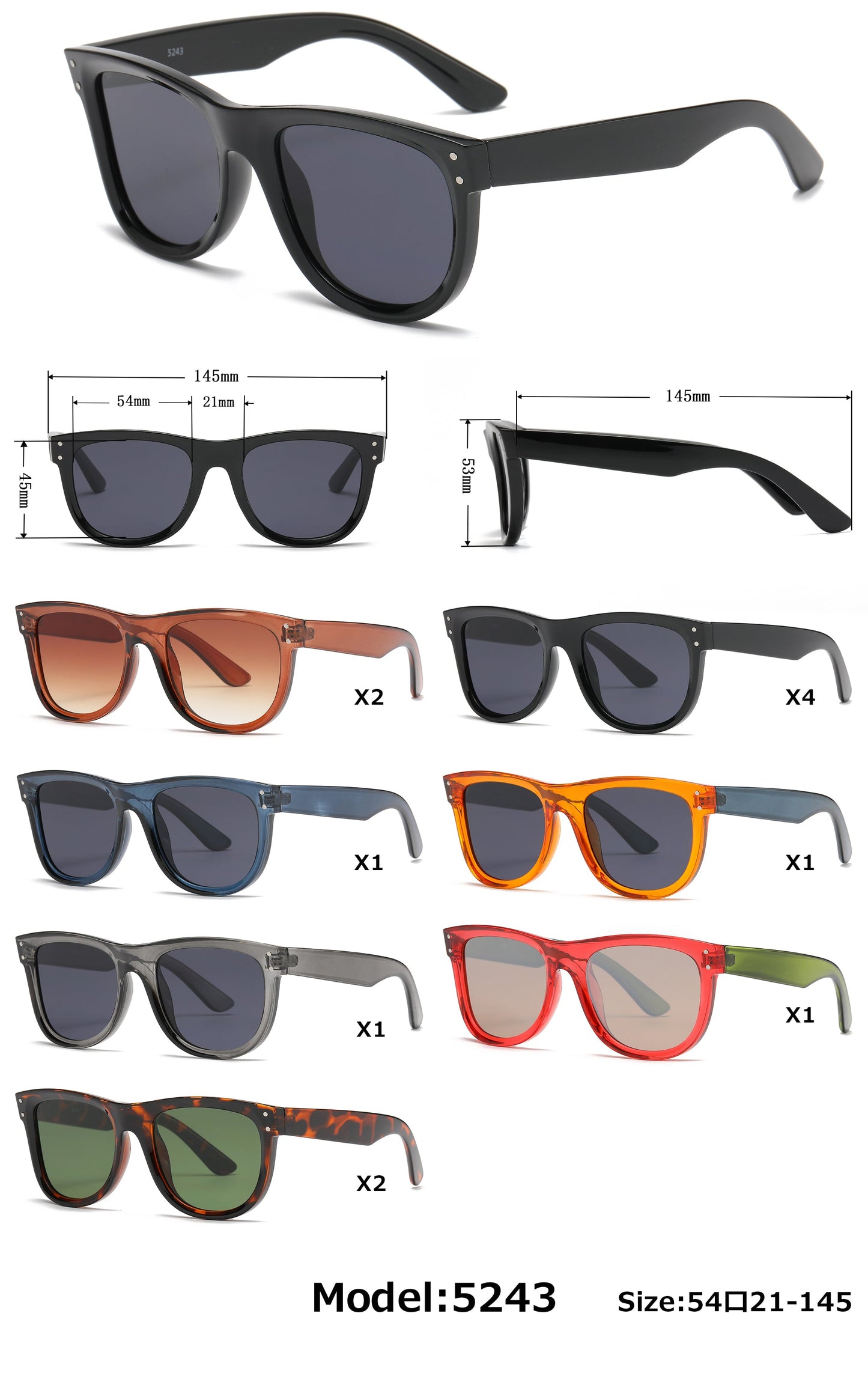 DS-5243 - Lentes de sol de moda con mica cóncava y marco plástico elegante