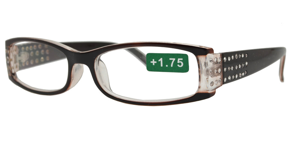 DS-RS 1179 - Lentes de lectura rectangulares de plástico con detalles en pedrería