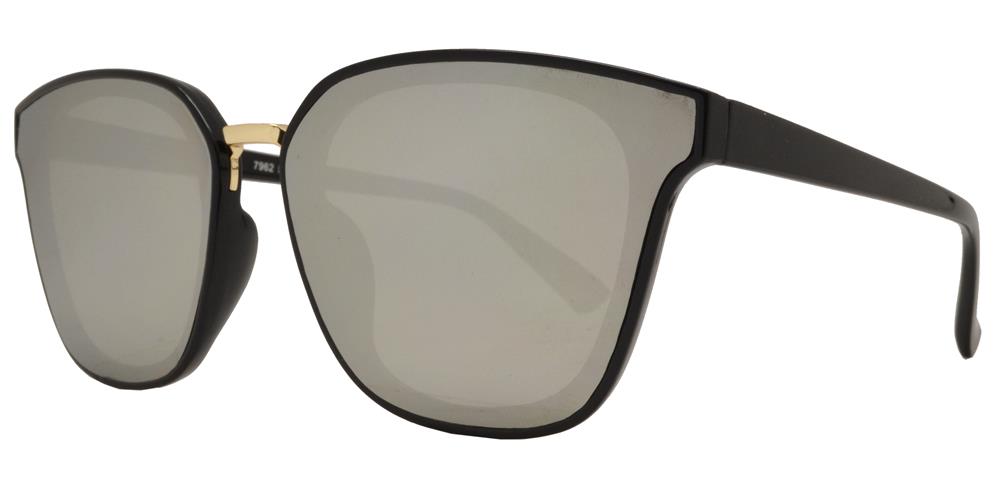 DS-7962 - Lentes cuadrados Horn Rimmed con puente metálico y mica plana