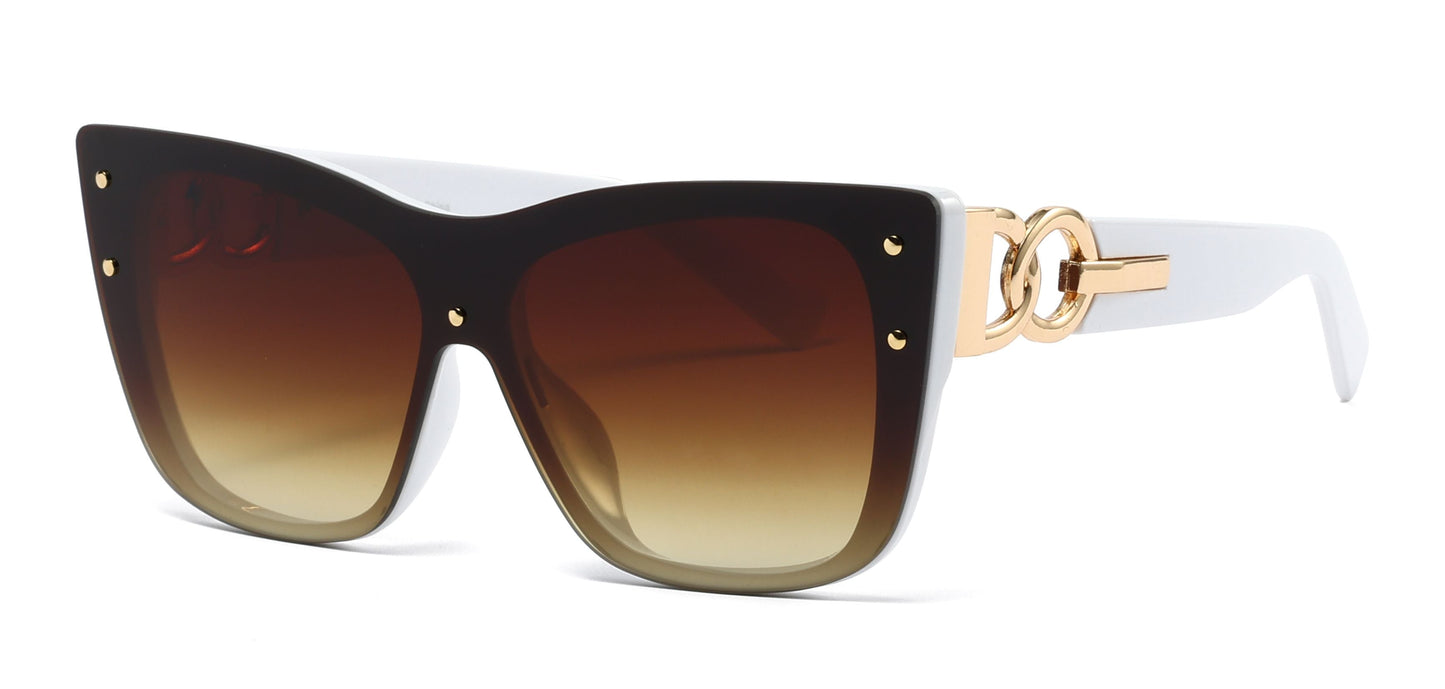 DS-8027 - Lentes con lente de una sola pieza, marco plástico moderno y detalles metálicos