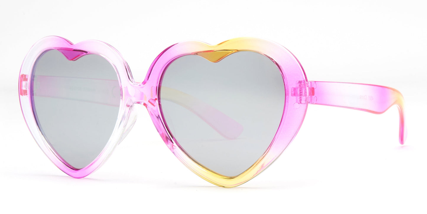 DS-4581 - Lentes de sol para niños con forma de corazón y marco plástico divertido