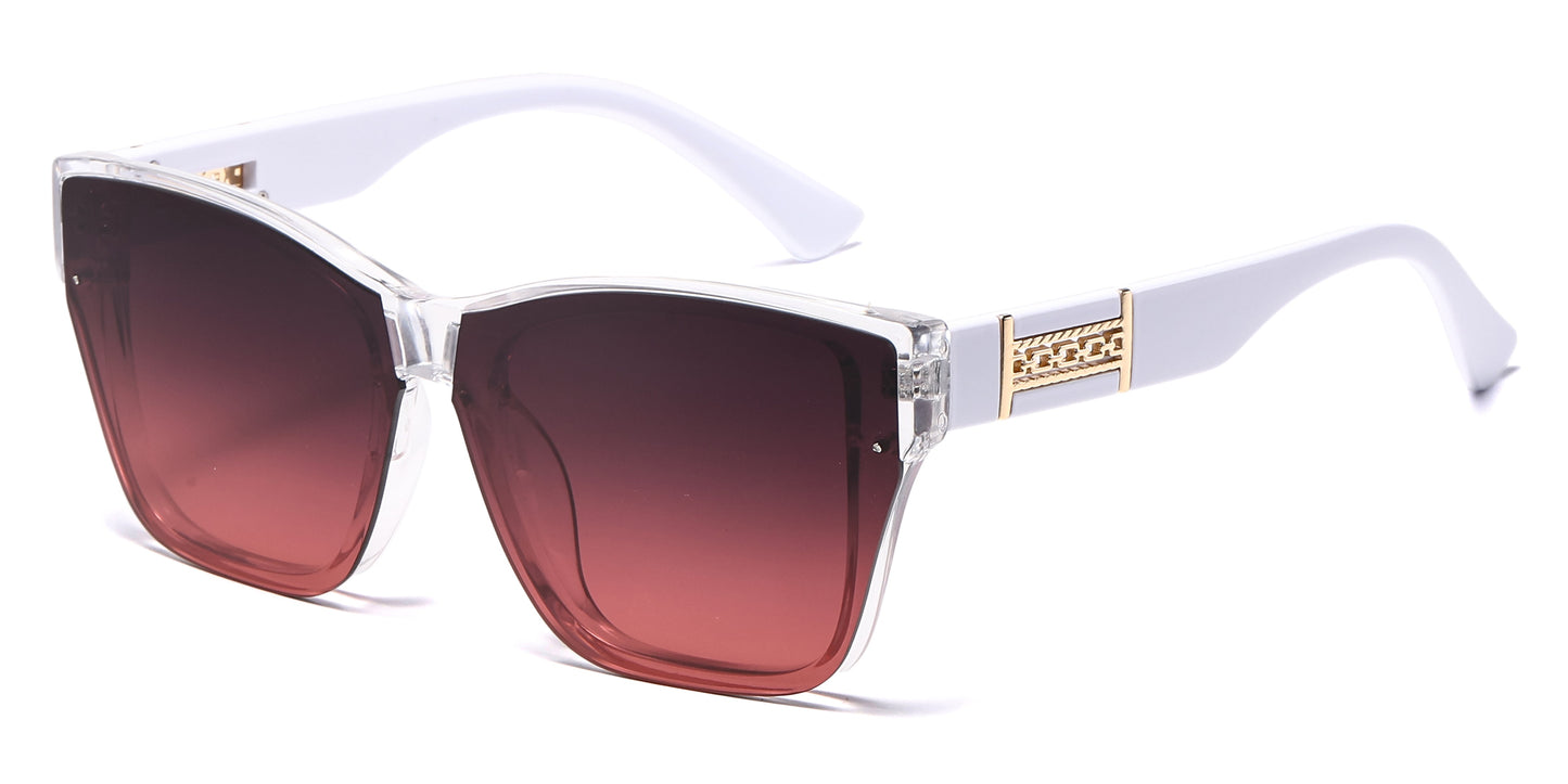 DS-2698 - Lentes estilo Cat Eye cuadrados con mica espejo y armazón plástico