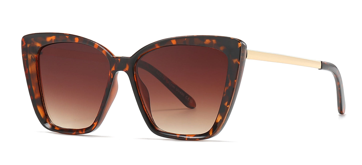 DS-8010 - Lentes Cat Eye cuadrados de plástico con varillas metálicas y diseño audaz