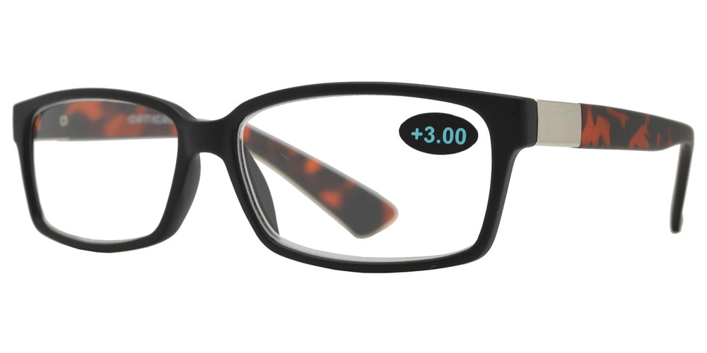 DS-RS 1113 - Lentes de lectura rectangulares clásicos Horn Rimmed en plástico