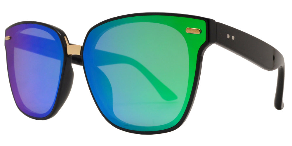 DS-7963 - Lentes cuadrados Horn Rimmed con puente metálico y mica plana