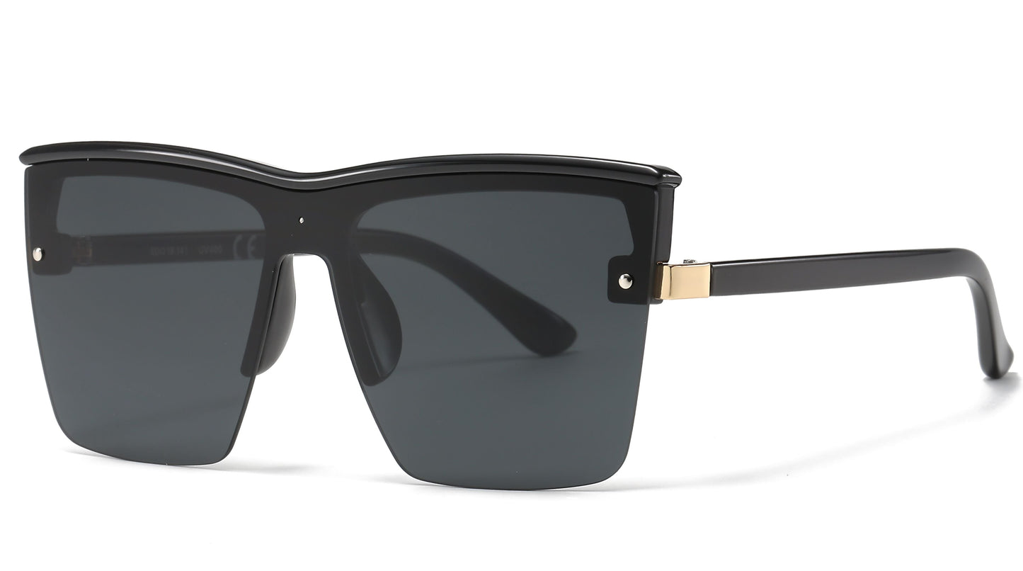 DS-8030 - Lentes de sol de estilo cuadrado de una sola pieza y estilo minimalista