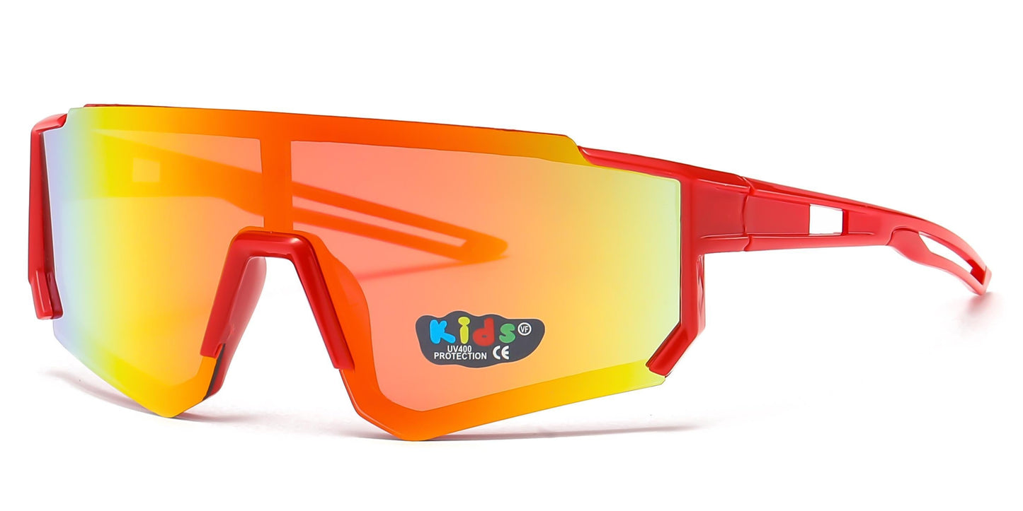DS-4583 - Lentes deportivos para niños tipo escudo con mica espejo de color