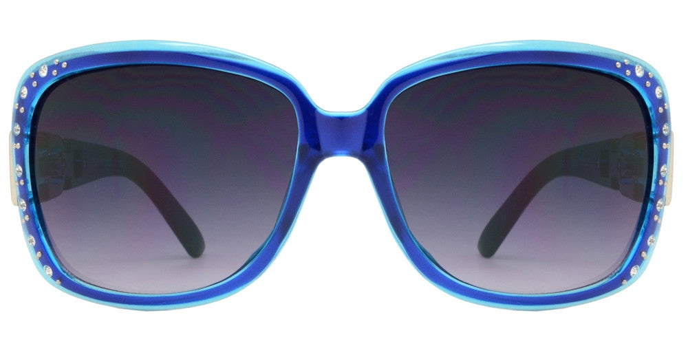 DS-7521 BX - Lentes cuadrados con marco transparente, pedrería y detalles en cadena