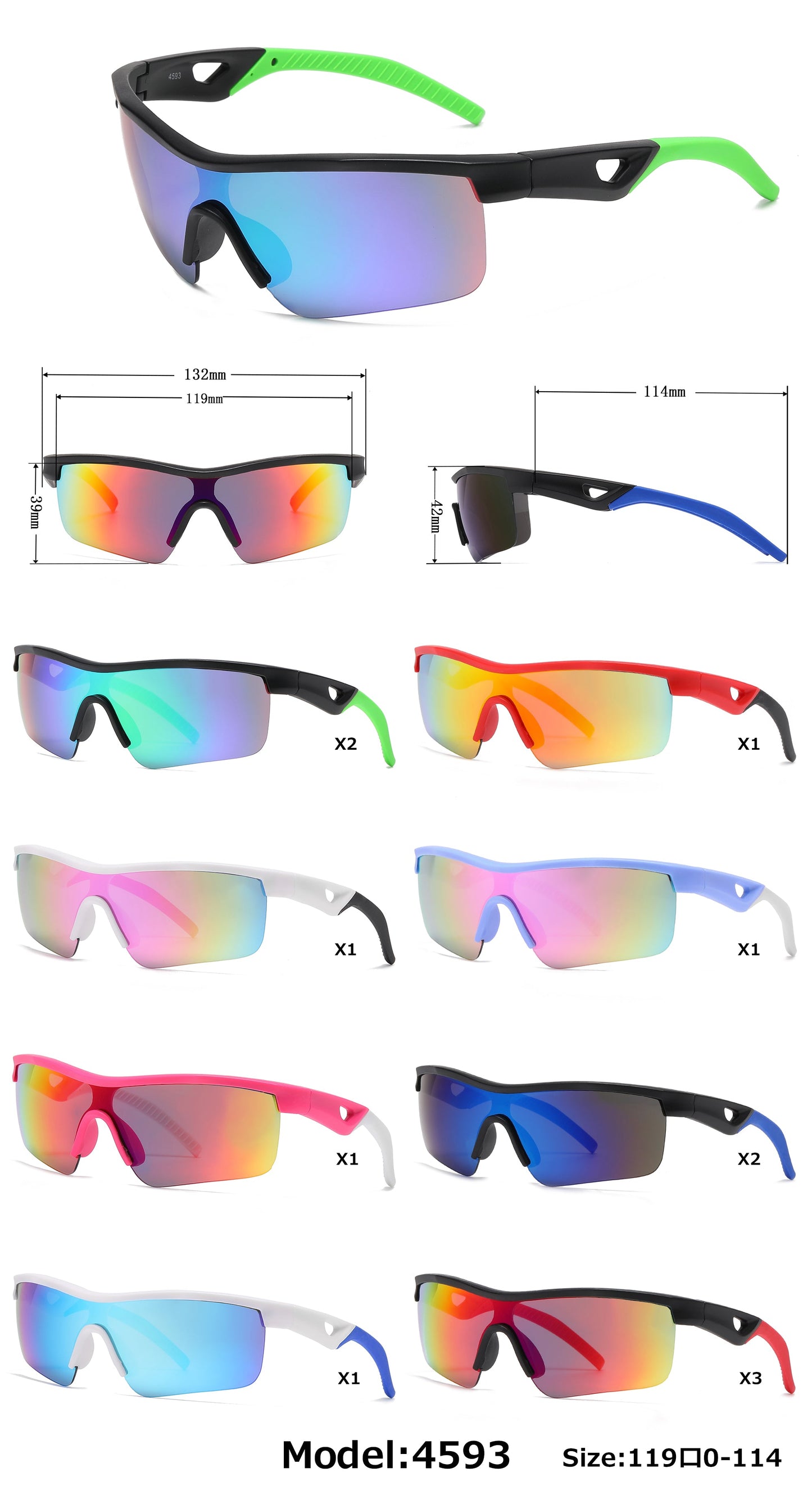 DS-4593 - Lentes deportivos para niños de media montura con mica tipo escudo