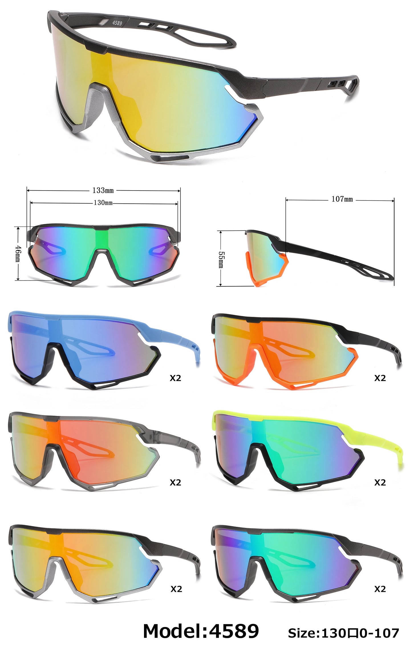 DS-4589 - Lentes deportivos para niños con lente tipo escudo de una sola pieza y marco plástico