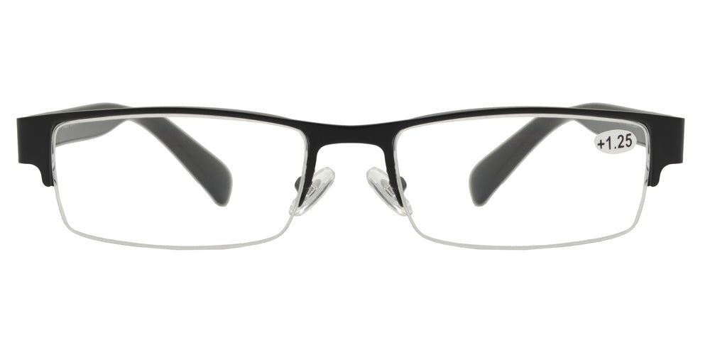 DS-RS 1266 +1.50 Black - Lentes de lectura media montura metálicos con marco grueso color Black (+1.50)