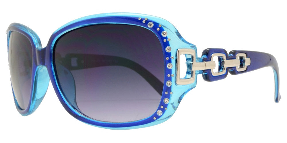 DS-7521 BX - Lentes cuadrados con marco transparente, pedrería y detalles en cadena