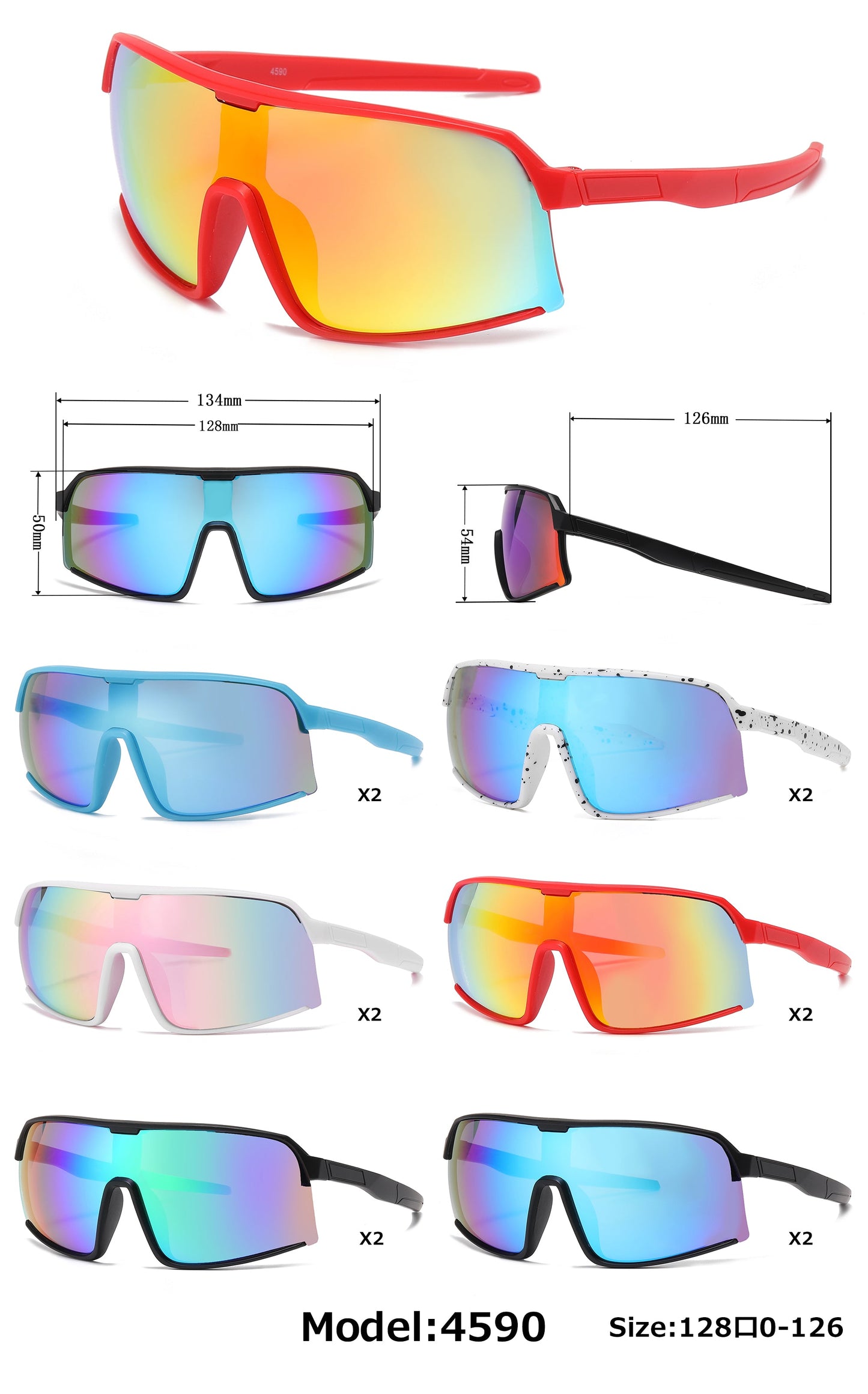 DS-4590 - Lentes deportivos envolventes para niños con lente tipo escudo y mica espejo