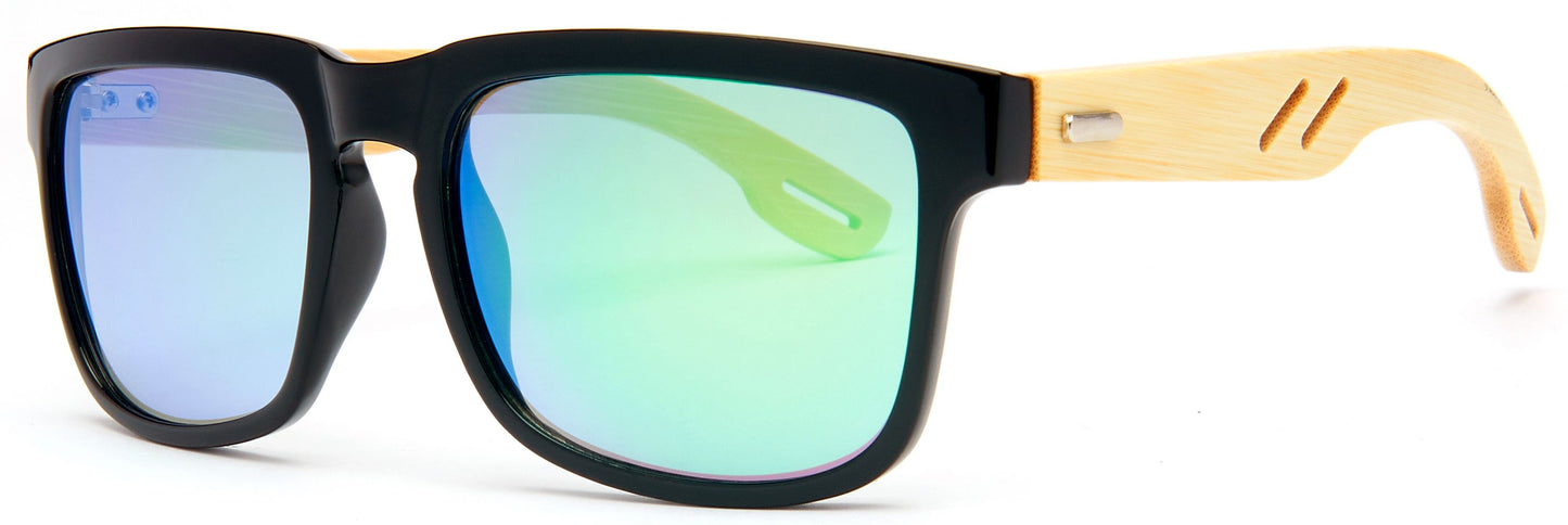 DS-8020 Bamboo - Lentes de sol rectangulares con diseño ecológico y marco de bambú