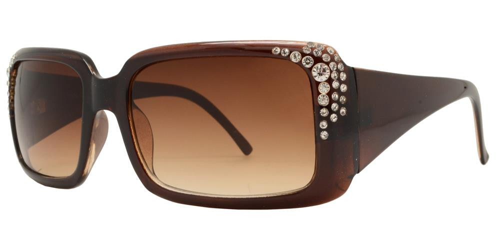 DS-7374 - Lentes de sol cuadrados para mujer con armazón grueso y pedrería
