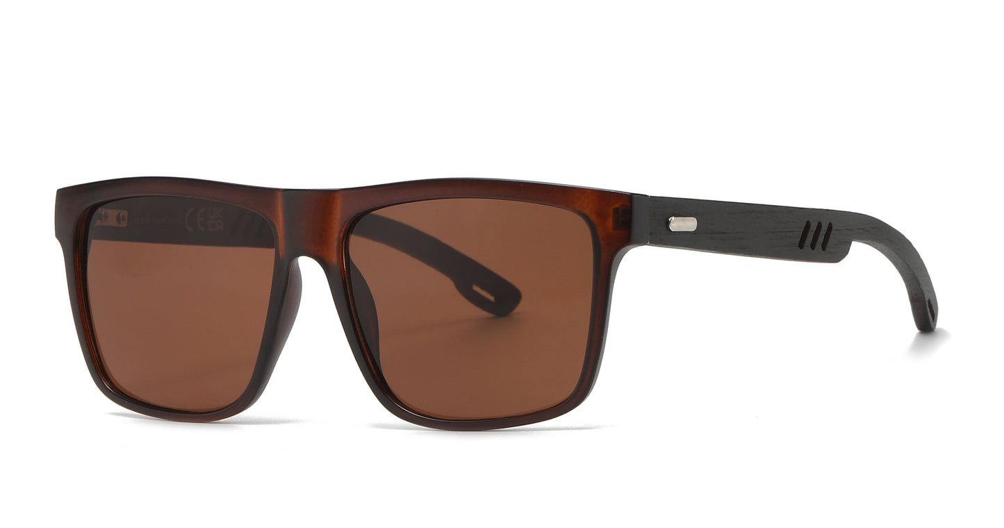 DS-5210 Bamboo - Lentes de sol cuadrados ecológicos con marco de bambú natural