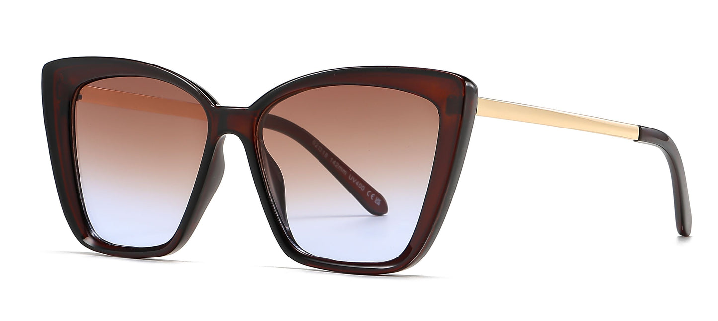 DS-8010 - Lentes Cat Eye cuadrados de plástico con varillas metálicas y diseño audaz