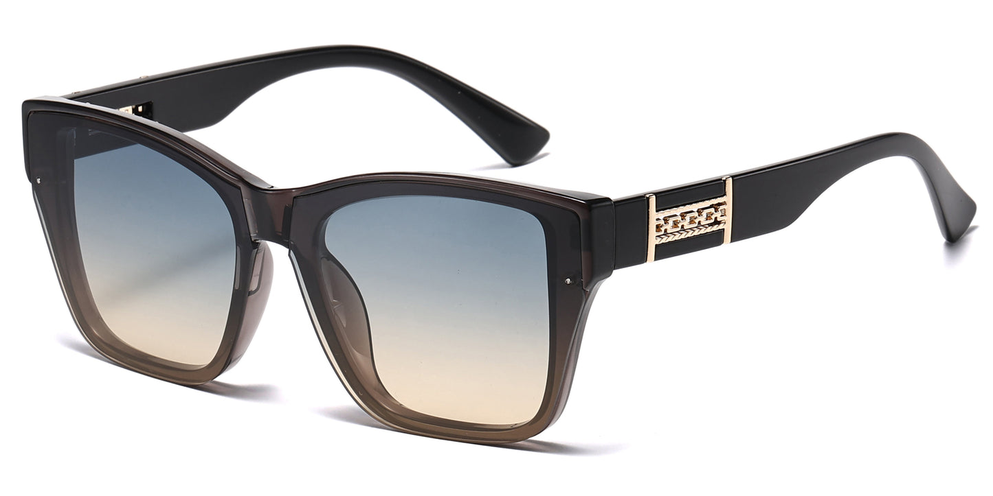 DS-2698 - Lentes estilo Cat Eye cuadrados con mica espejo y armazón plástico