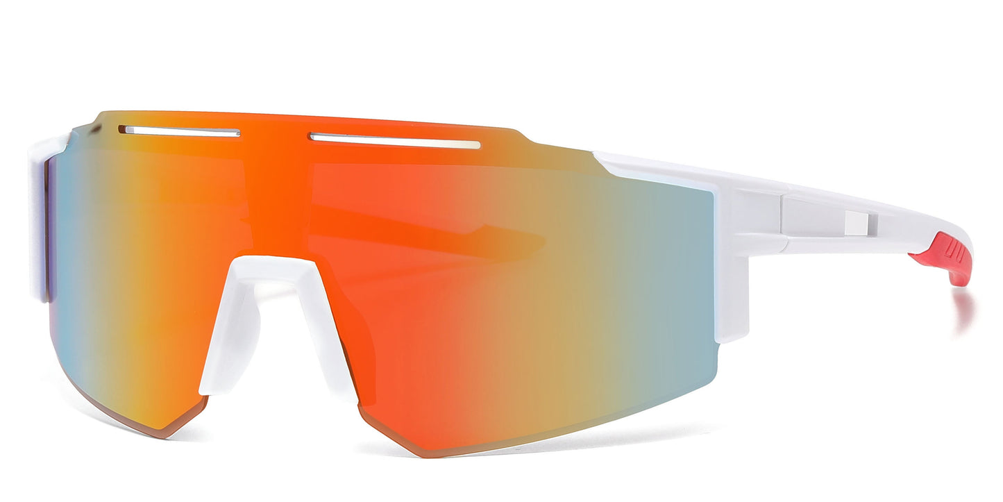 DS-2687 - Lentes deportivos con mica tipo escudo de una sola pieza, espejo de color y diseño de media montura