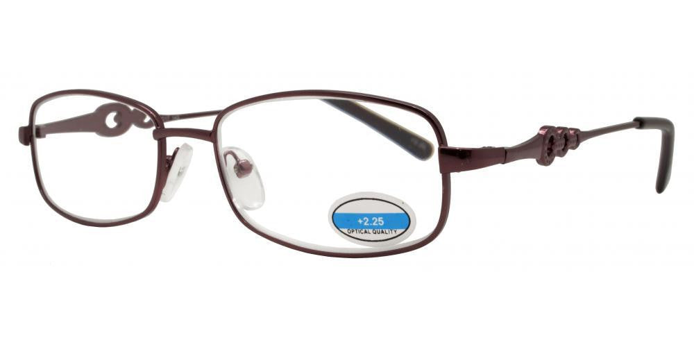 DS-RS 1203 - Lentes de lectura metálicos ovalados con detalle de cadena en varillas