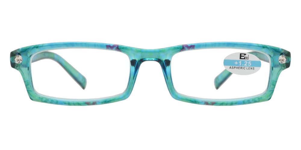 DS-RS 1126 - Lentes de lectura rectangulares en plástico acabado mármol con pedrería